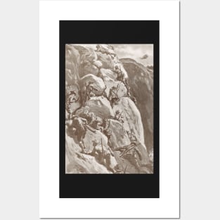 Climbing the cliffs at Gallipoli, 1915 Posters and Art